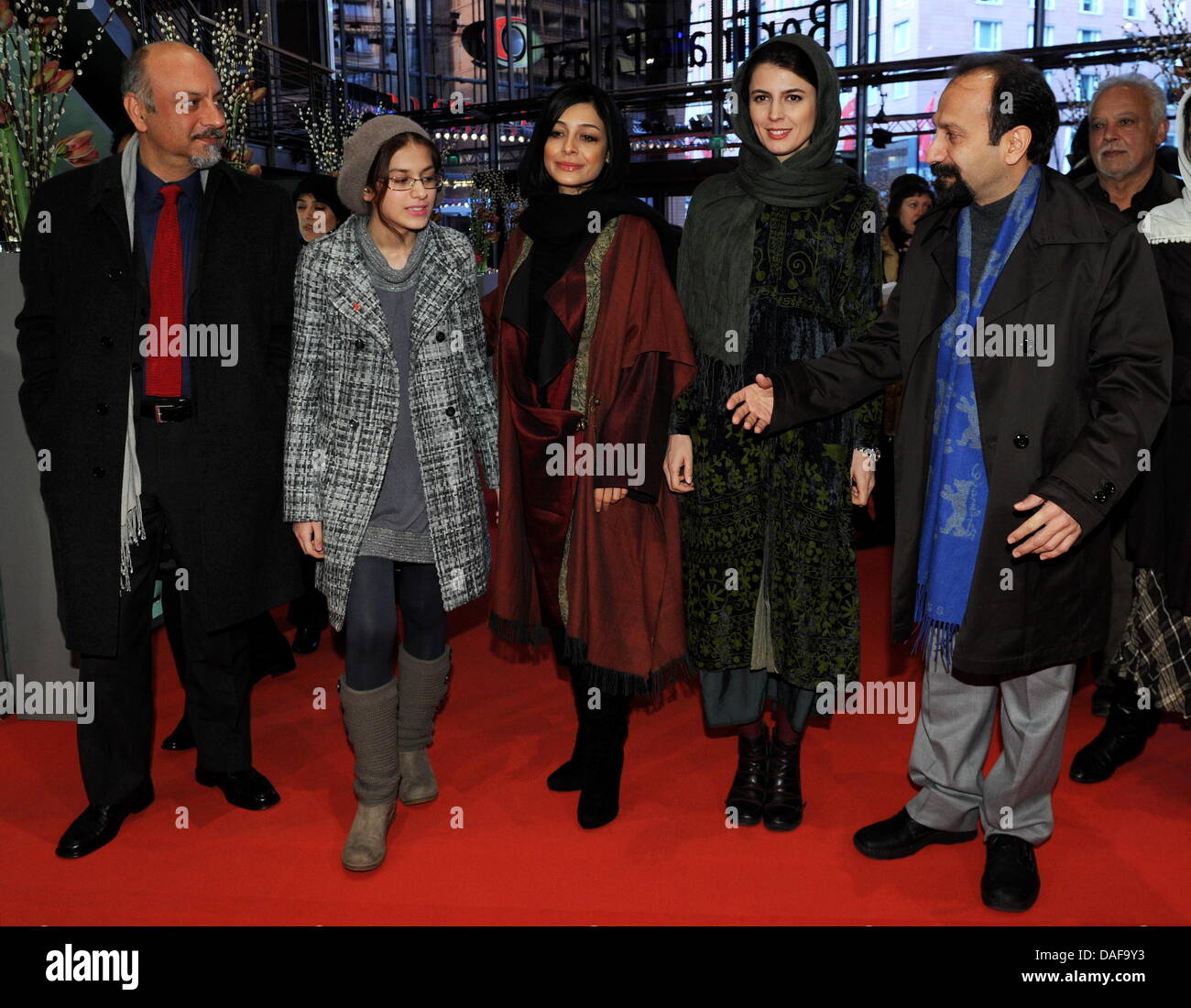 Iranian actor Babak Karimi (L-R), Iranian actress Sarina Farhadi 