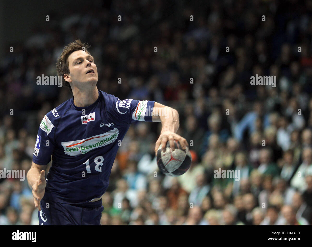 Hamburg S Hans Lindberg Throws During A Handball Bundesliga Match