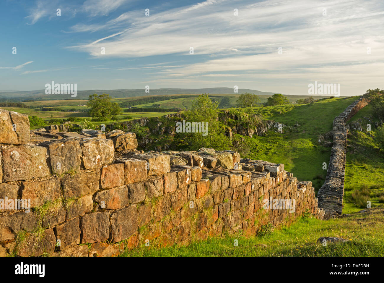 The ruins of Hadrian's Wall at Walltown in the Northumberland National ...