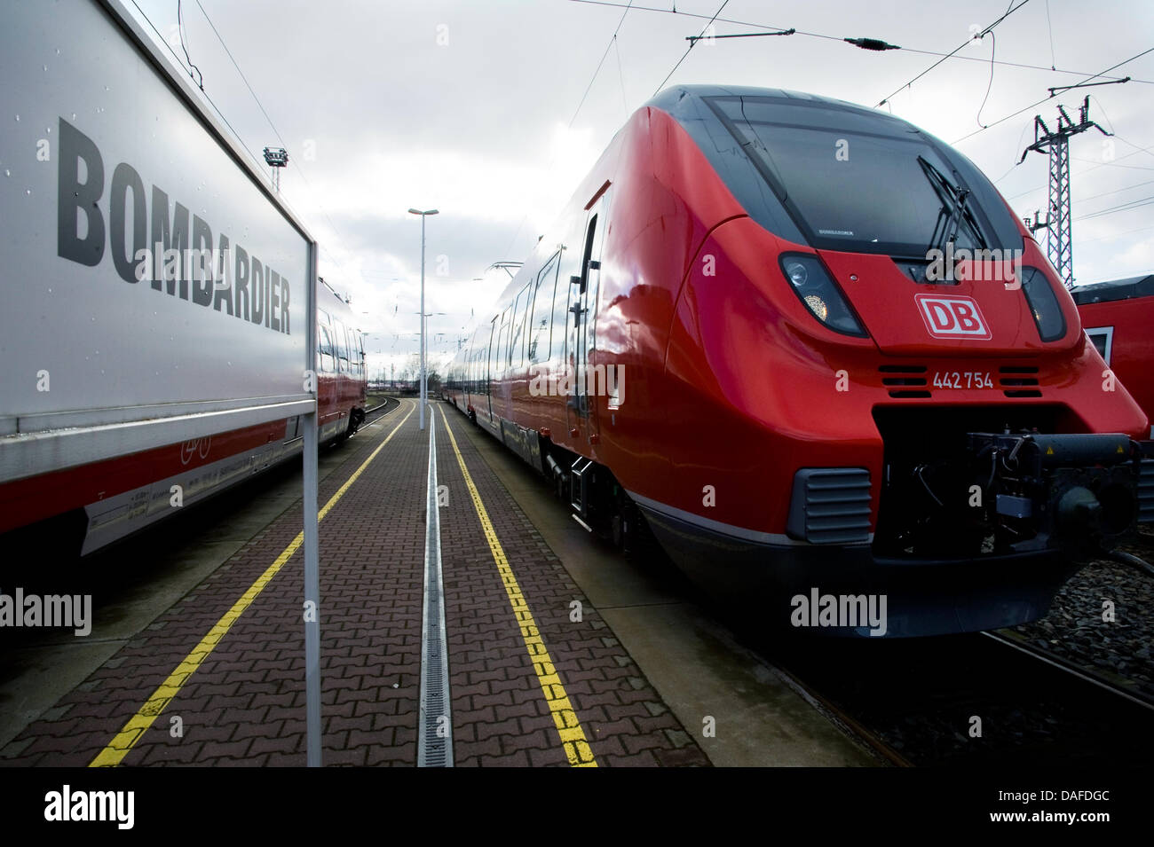 A 'Talent 2' type train pictured at the plant of Canadian railway producer Bombardier in Hennigsdorf, Germany, 11 February 2011. Photo: Martin Foerster Stock Photo