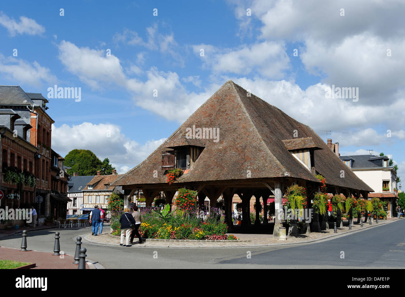 France, Lyons-la-Foret, View of Market hall Stock Photo