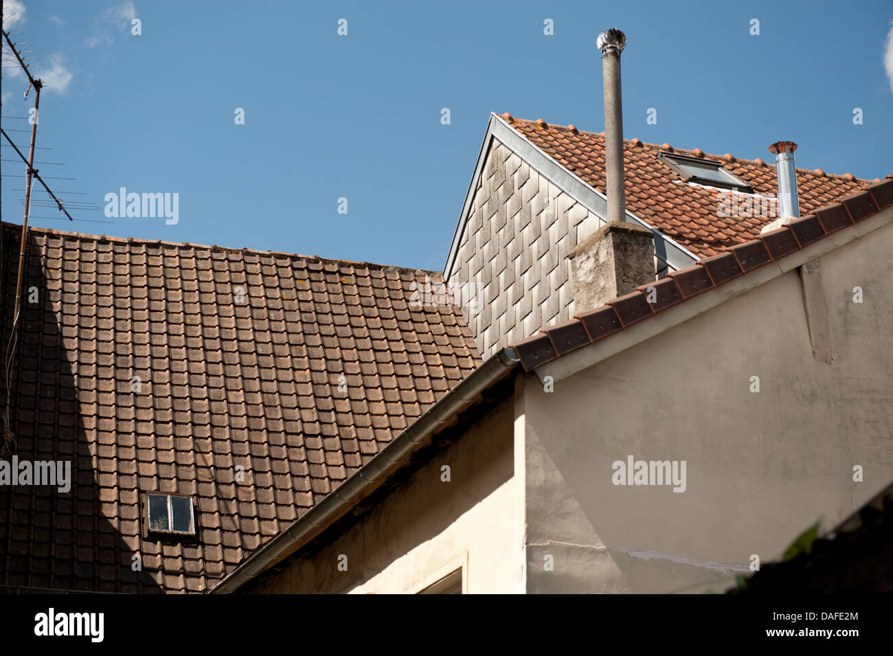 Old red tiles roof tops Montreuil France Stock Photo