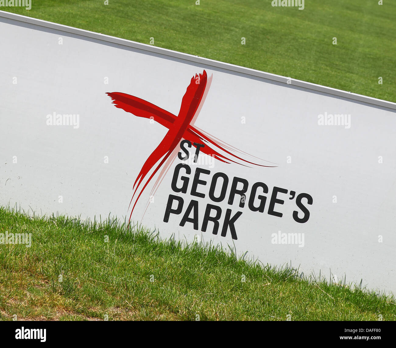Logo of St George's Park, the English Football FA national football centre at Burton upon Trent Staffordshire Stock Photo
