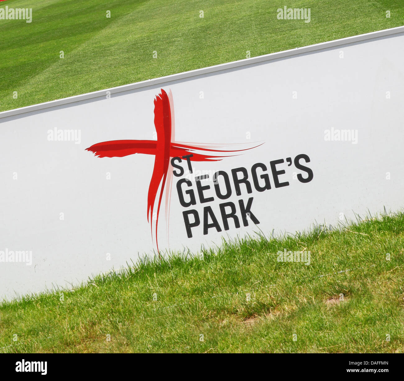 Logo of St George's Park, the English Football FA national football centre at Burton upon Trent Staffordshire Stock Photo