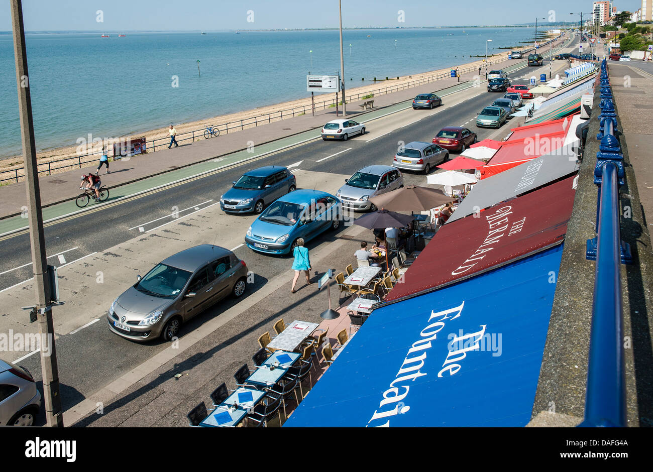 A strip of café's, along the seafront at Southend on Sea, known as 'the arches' Stock Photo