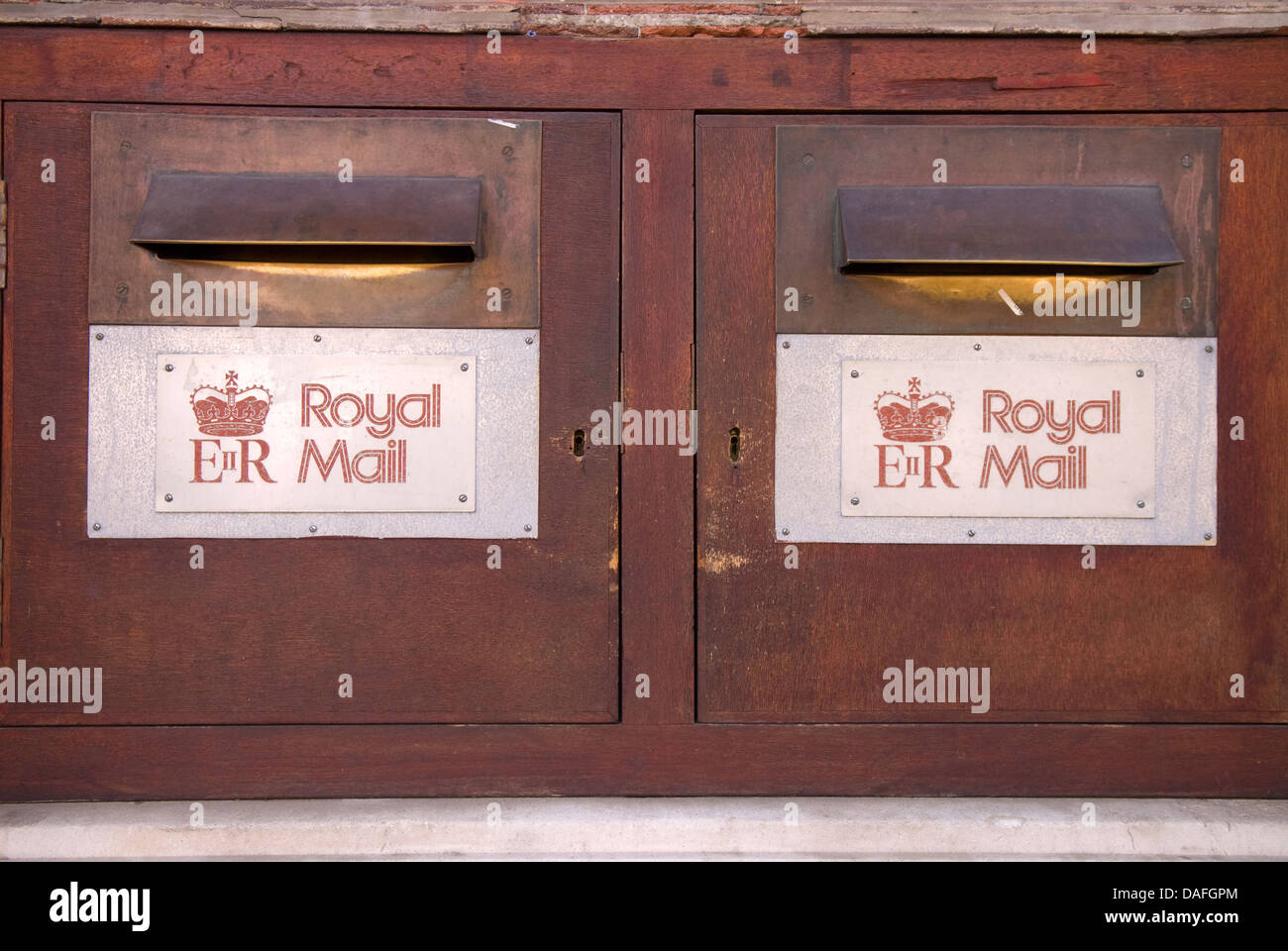 Royal Mail post boxes side by side, Petersfield, Hampshire, UK. Stock Photo