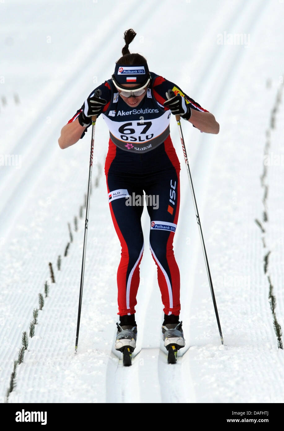 Second-placed Justyna Kowalczyk from Poland competes in the women's 10 km individual cross country skiing competition at the Nordic Skiing World Championships in Oslo, Norway, 28 February 2011. Photo: PATRICK SEEGER Stock Photo