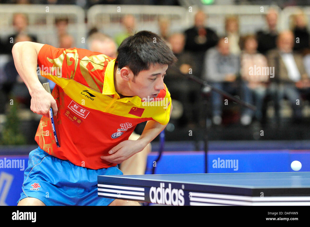 China's Zhang Jike competes in the International Table Tennis