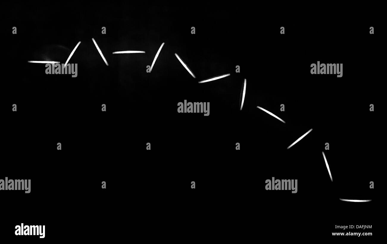 Stroboscopic effect created using flash capturing the motion of a coin