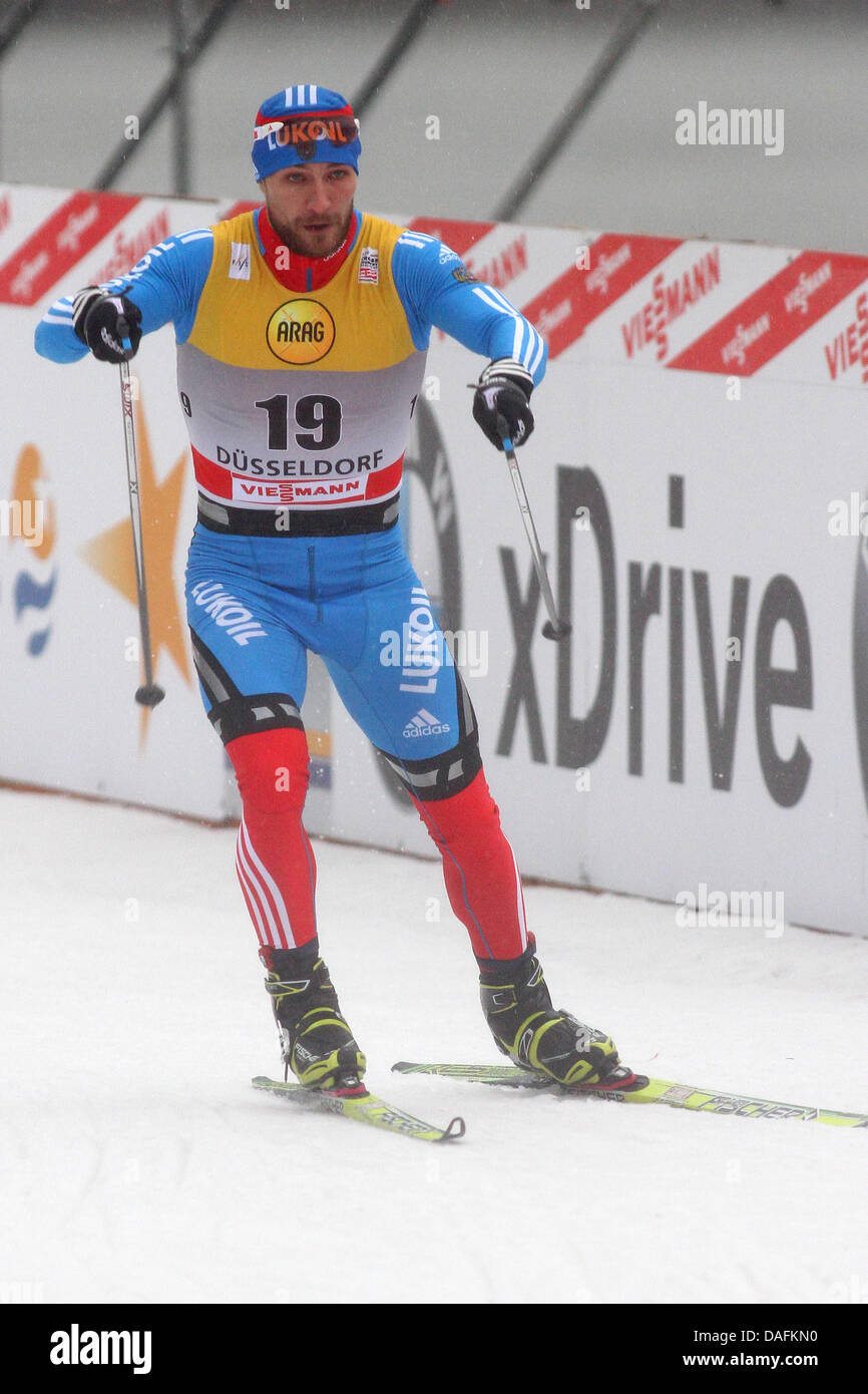 Thirdplaced Russian Alexei Petukhov races in the Crosscountry skiing