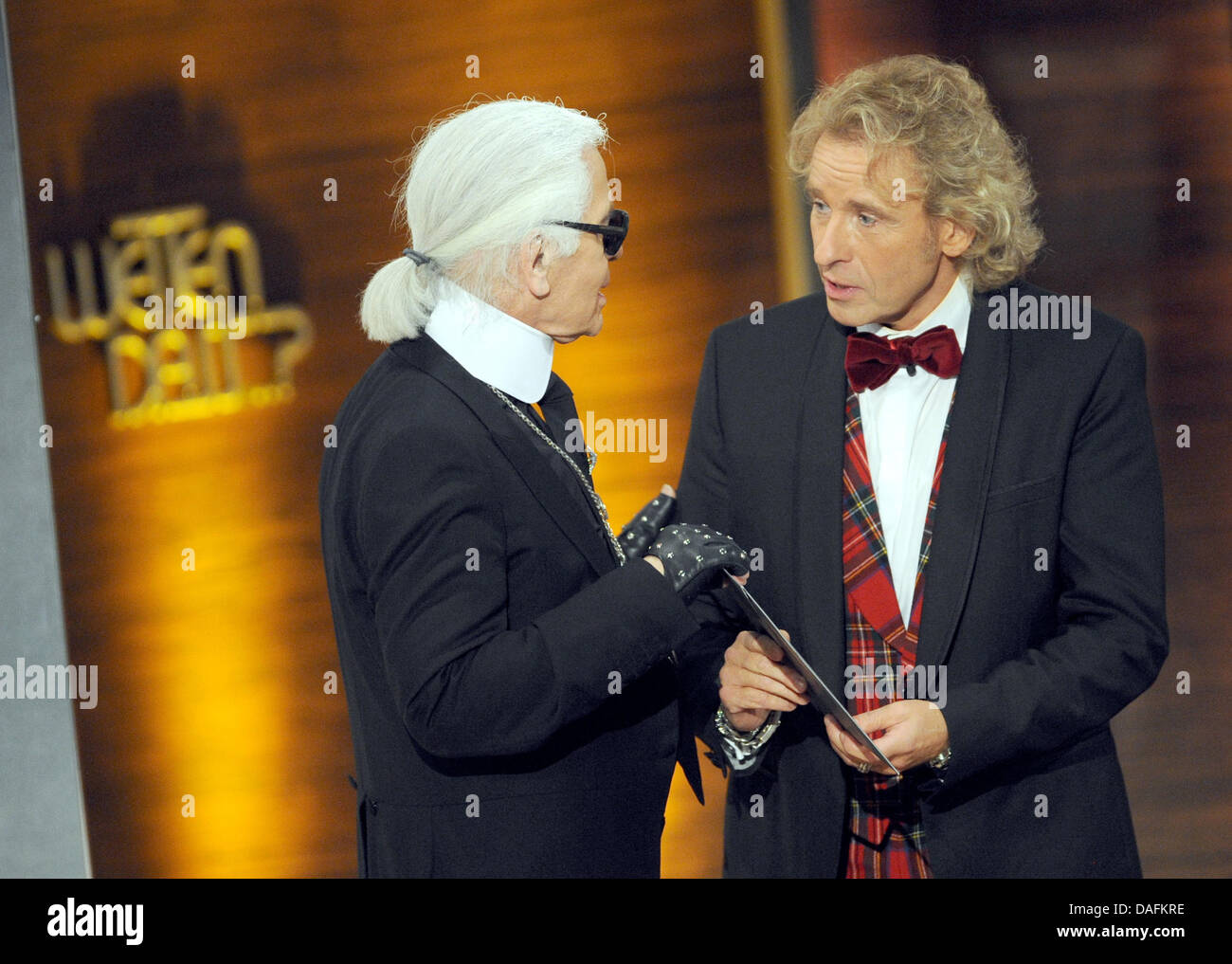 Karl lagerfeld on german zdf tv show wetten hires stock photography