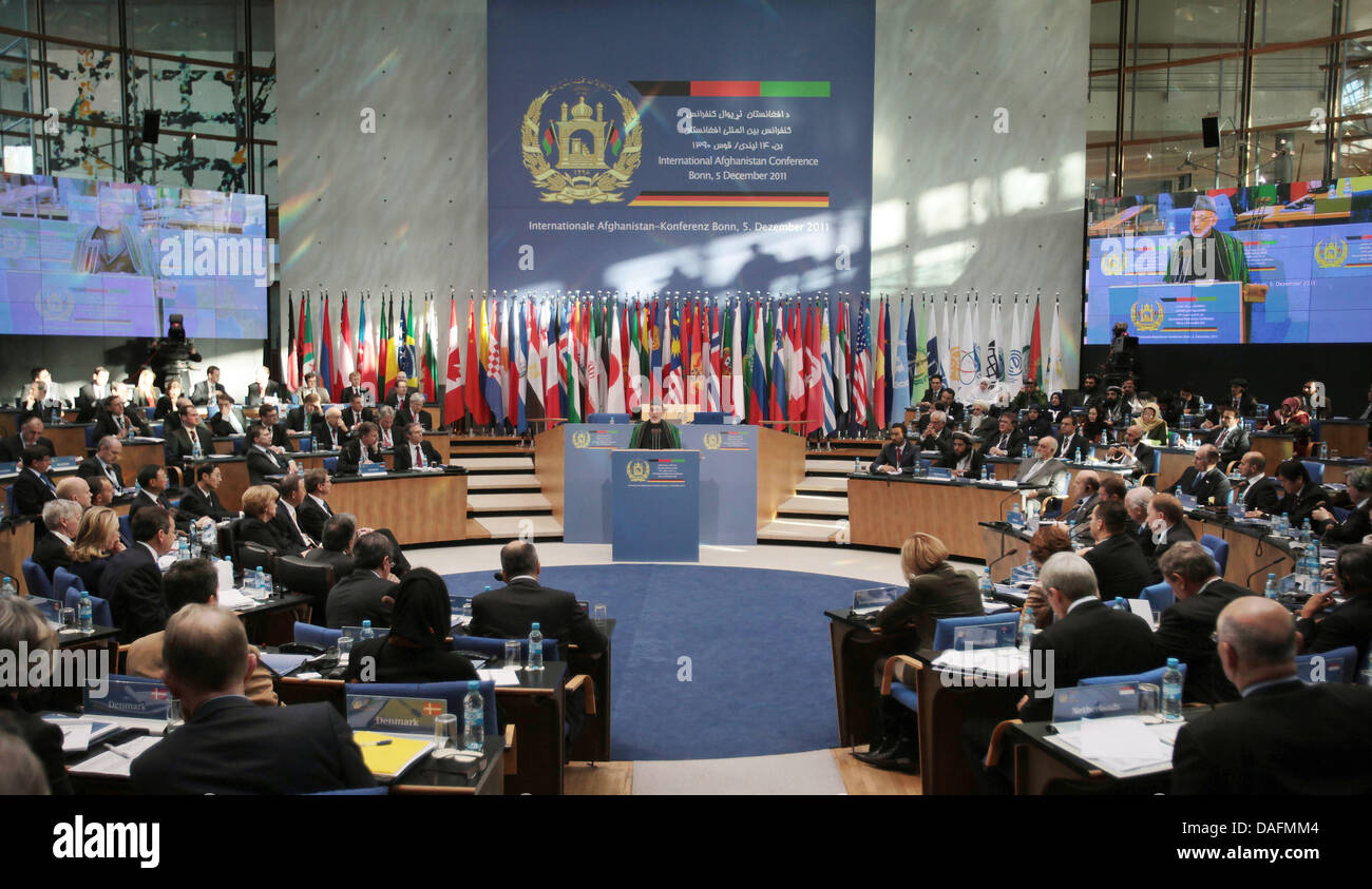 The Afghanistan delegation attends the International Afghanistan