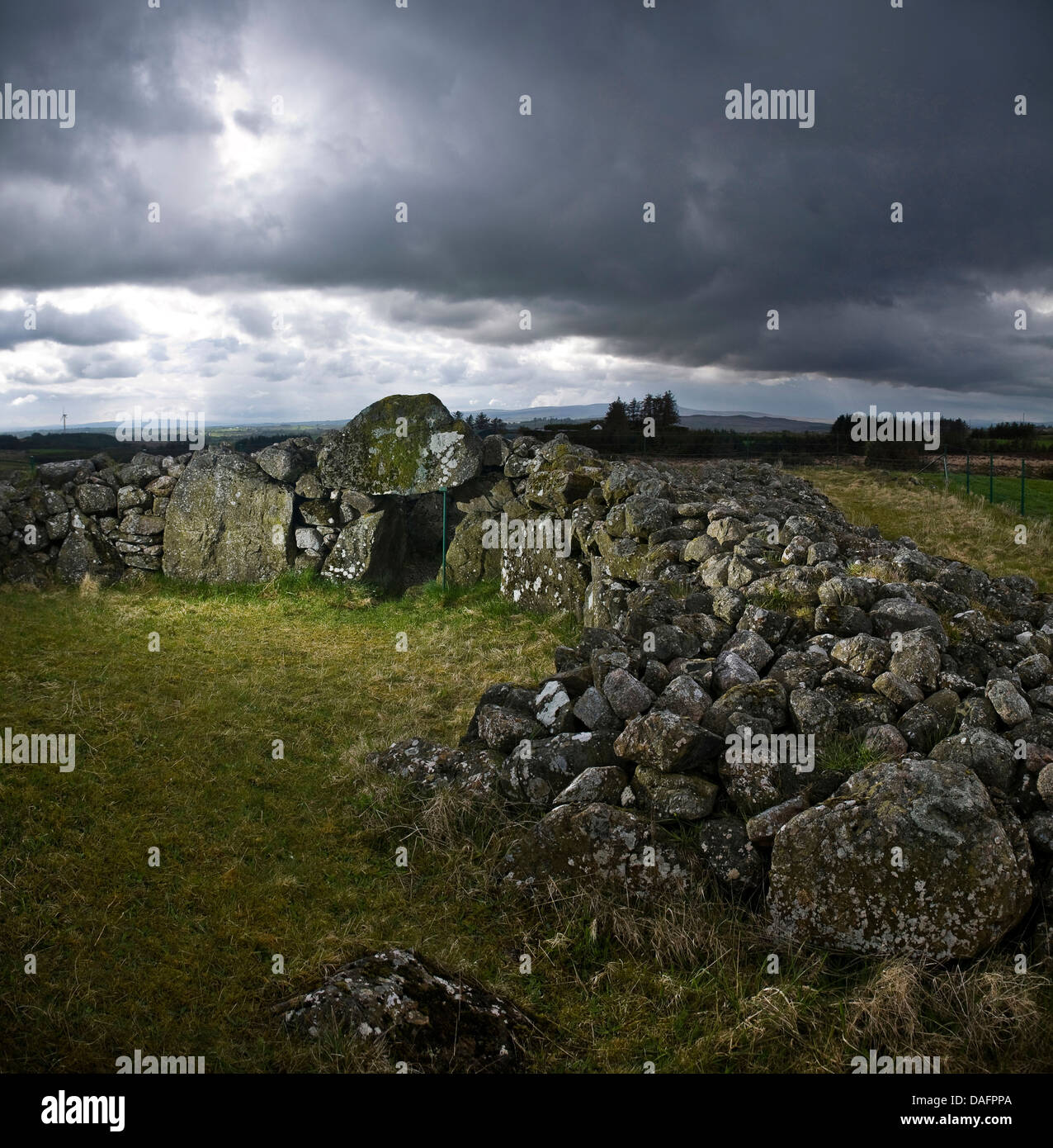 Creggandevesky Neolithic Court Tomb in County Tyrone, Northern Ireland, UK Stock Photo