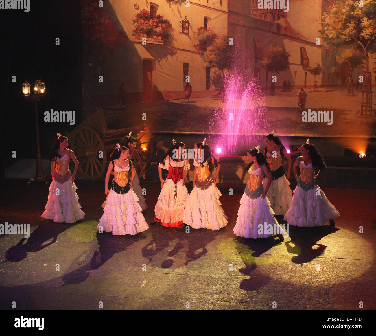 Es Foguero, dinner show – colourful flamenco – the story of Carmen - Palma de Mallorca / Majorca, Balearic Islands, Spain. Stock Photo