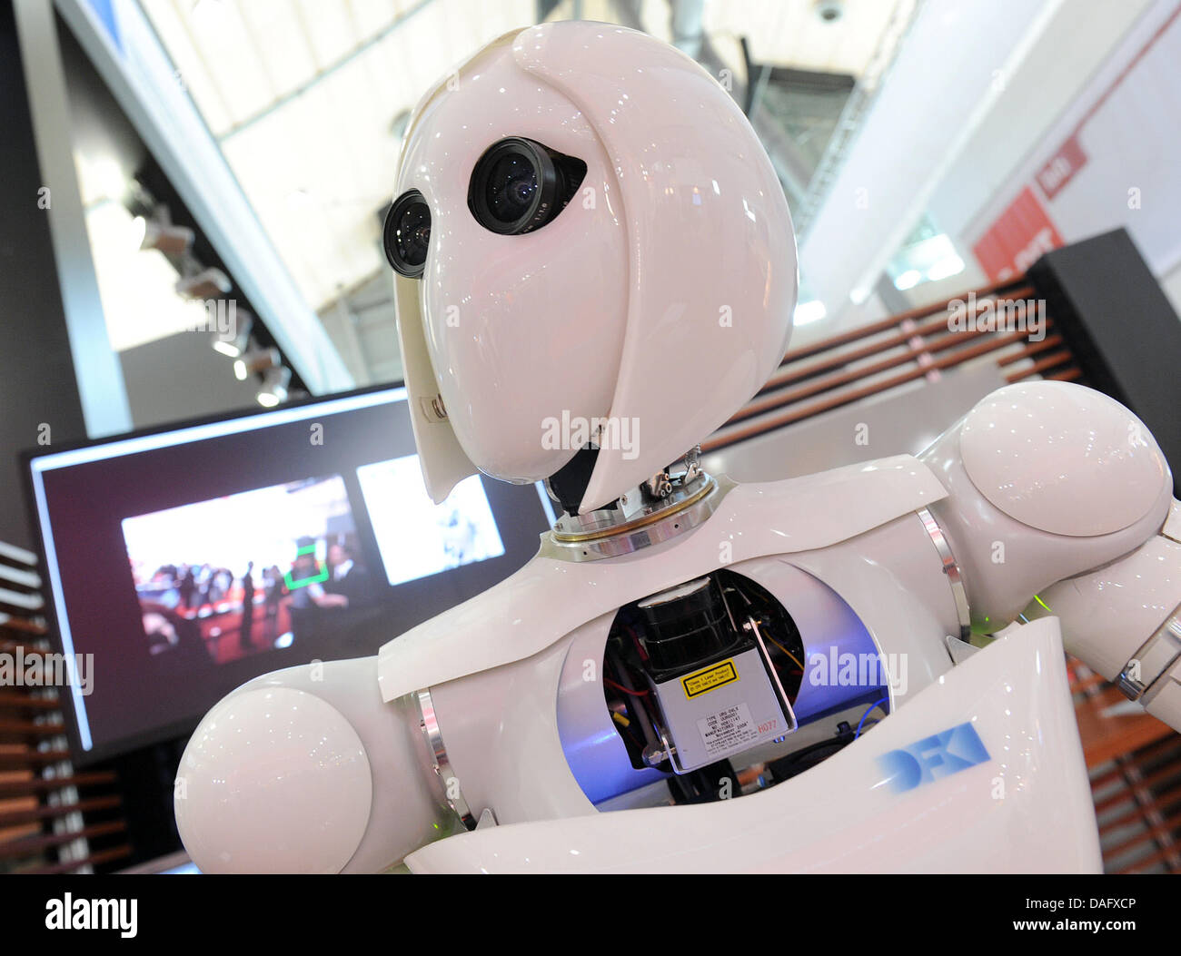 The robot AILA is pictured at the international computer fair CeBIT 2011 in Hanover, Germany, 04 March 2011. The robot can transport many differently shaped objects. More than 4200 companies from 70 countires present their newest products from the 1-5 March 2011 in Hanover. Photo: Caroline Seidel Stock Photo