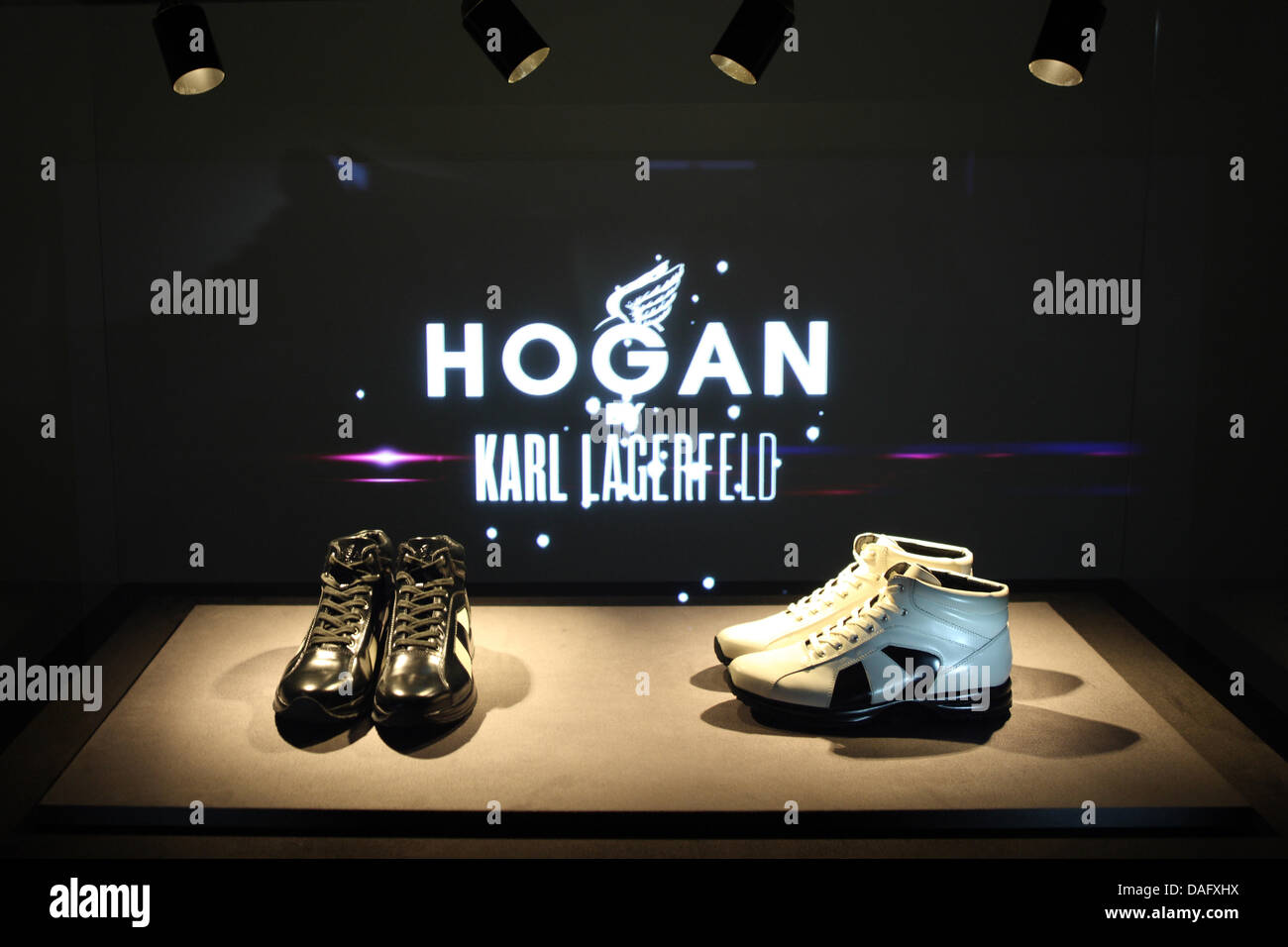 Shoes by Hogan designed by Karl Lagerfeld are presented during the  Fall/Winter 2011/2012 collection show during Fashion Week in Paris, France,  4 March 2011. The Paris Fashion Week runs from 01 March