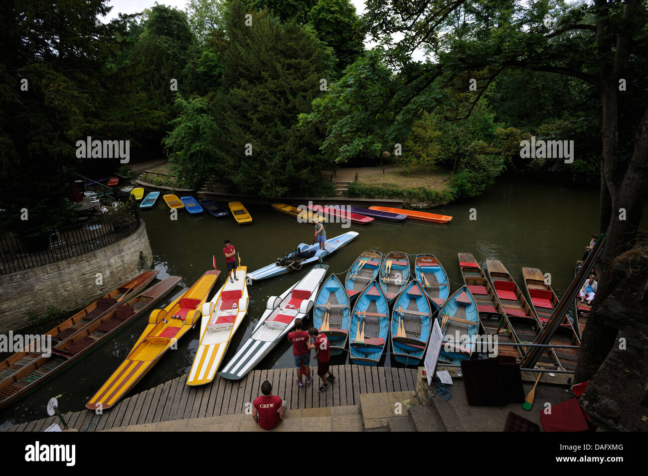 Punts for hire on the river Thames in Oxford,England Stock Photo