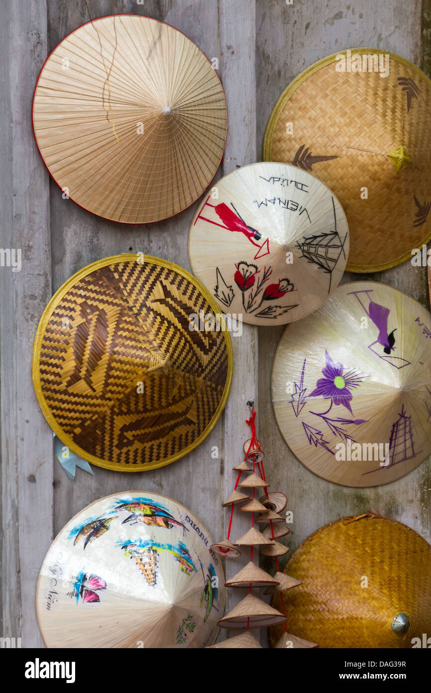 Traditional Vietnamese Non La Straw Hat in Hanoi, Vietnam Stock Photo