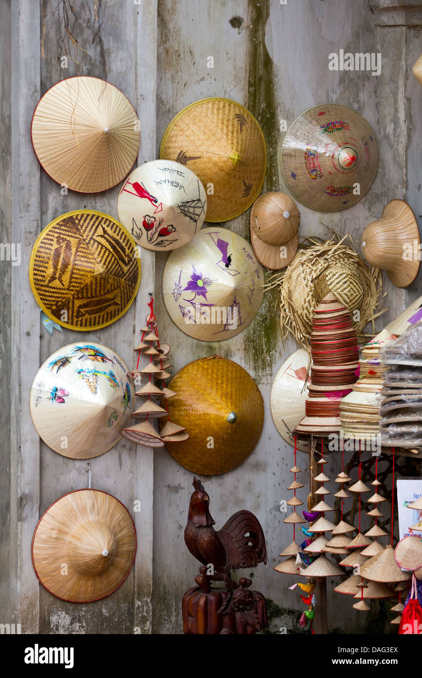 Traditional Vietnamese Non La Straw Hat in Hanoi, Vietnam Stock Photo