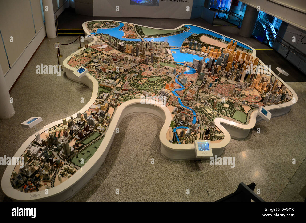 Scale model of central Singapore at Urban Redevelopment Authority Stock Photo