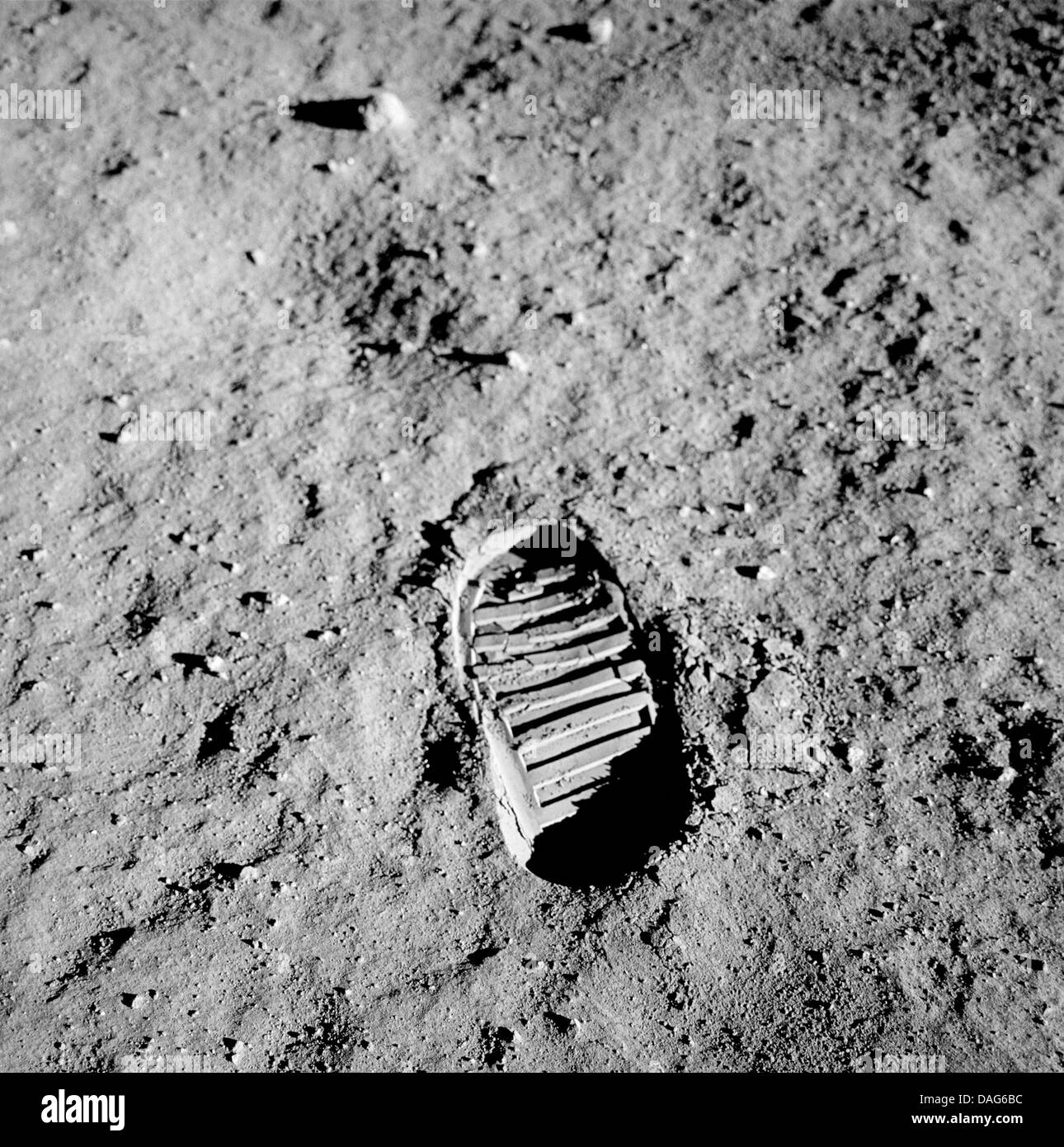 Astronaut footprint from the first lunar landing. Apollo 11. Optimised version of an original NASA image. Credit NASA Stock Photo
