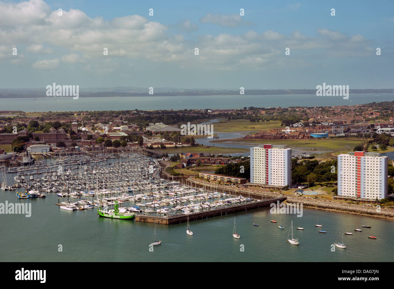 An aerial view of Gosport, Portsmouth Harbour, Hampshire, southern England. Stock Photo