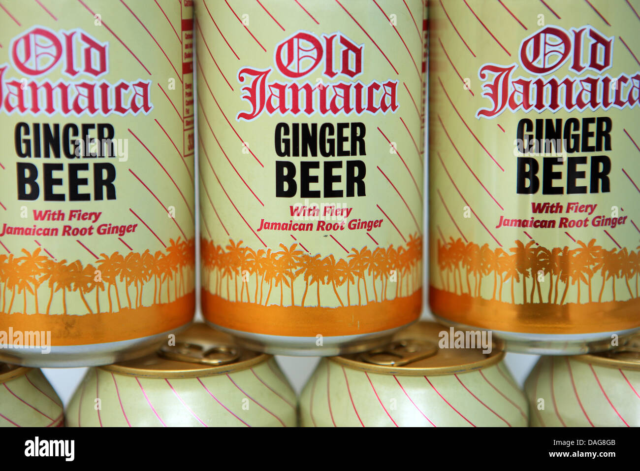 Cans of Old Jamaica ginger beer Stock Photo