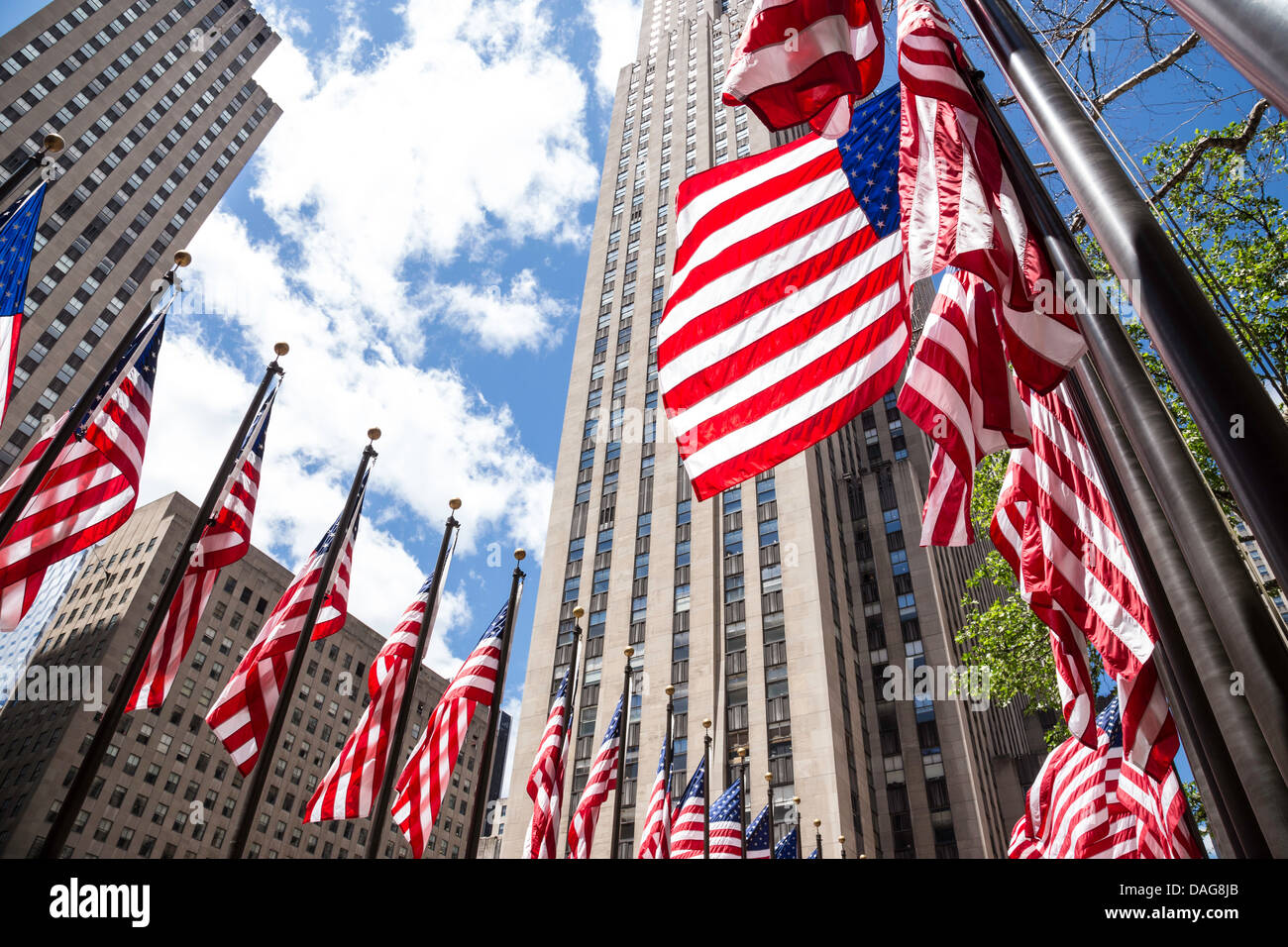American Flags at Rockefeller Center Plaza, NYC Stock Photo Alamy