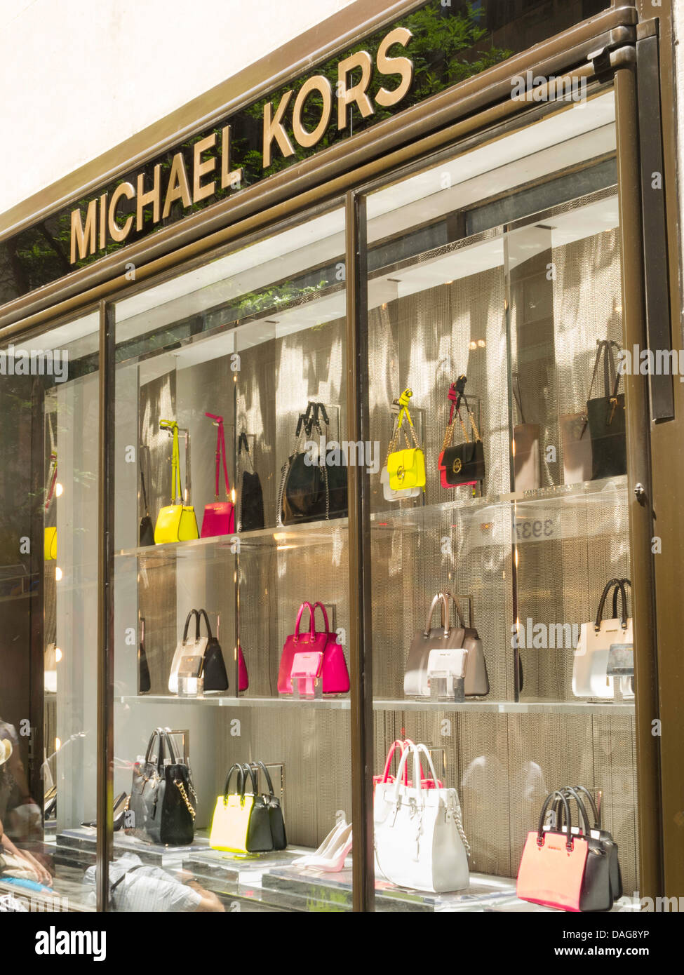 Store Window, Michael Kors, Fifth Avenue, NYC Stock Photo
