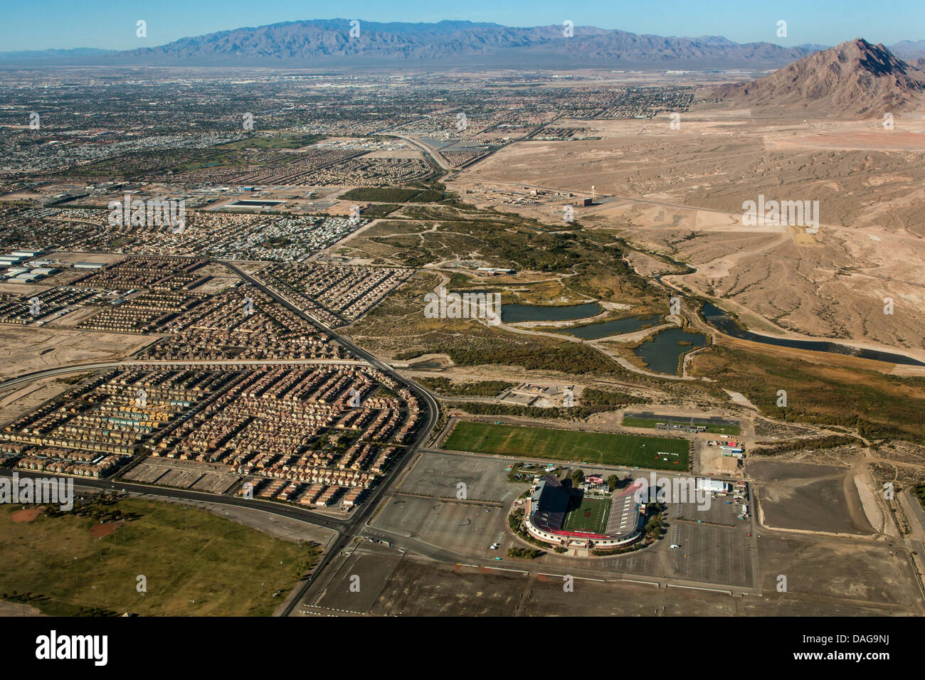 suburban settlelments in the desert, USA, Nevada, Las Vegas Stock Photo