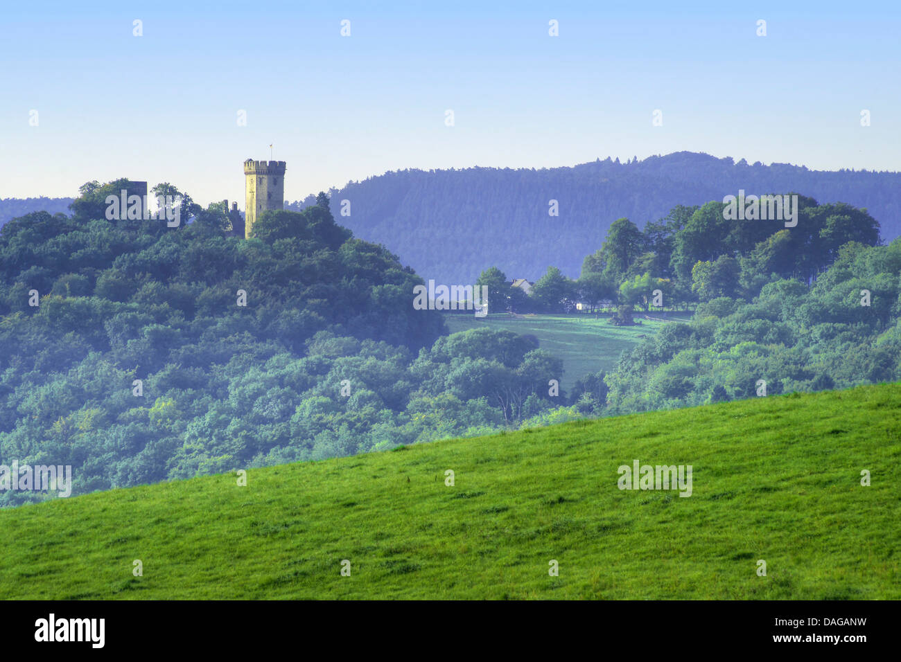 castle Kasselburg, Germany, Rhineland-Palatinate, Eifel, Naturpark Gerolstein Stock Photo