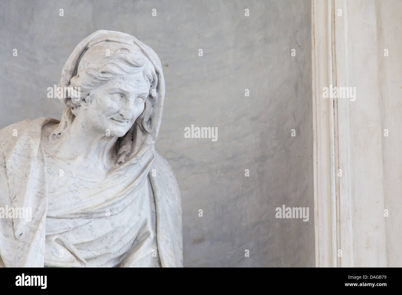 Ancient statue of an aged woman in an Italian church close to Torino ...