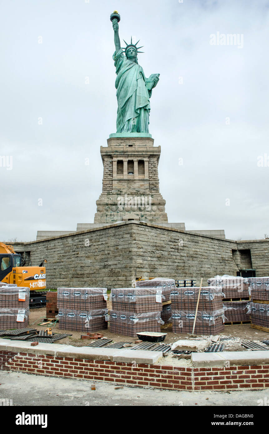 Repairs continue on the Statue of Liberty facilities which were damaged
