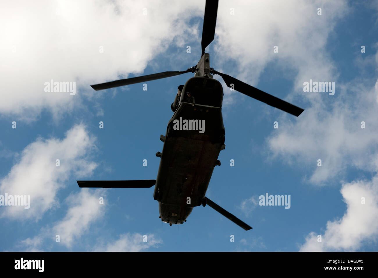 British Army Chinook Helicopter Twin Rotor Stock Photo