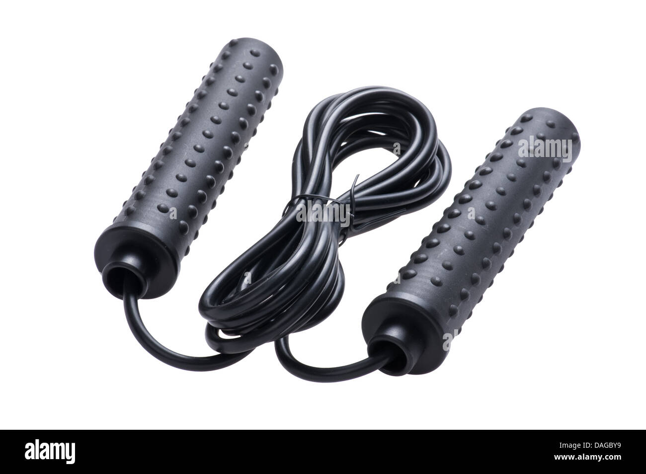 object on white - black skipping rope Stock Photo - Alamy