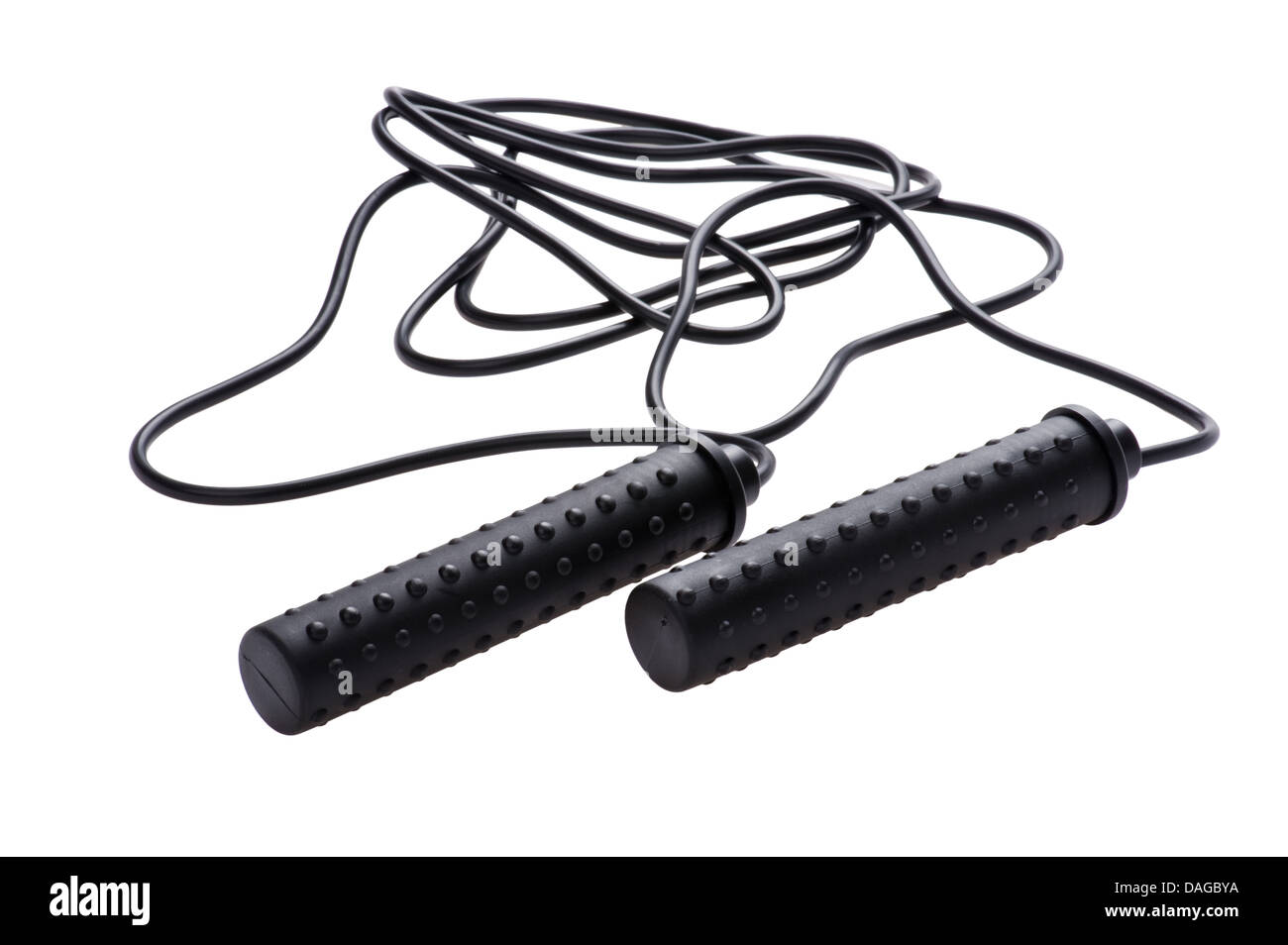 object on white - black skipping rope Stock Photo - Alamy
