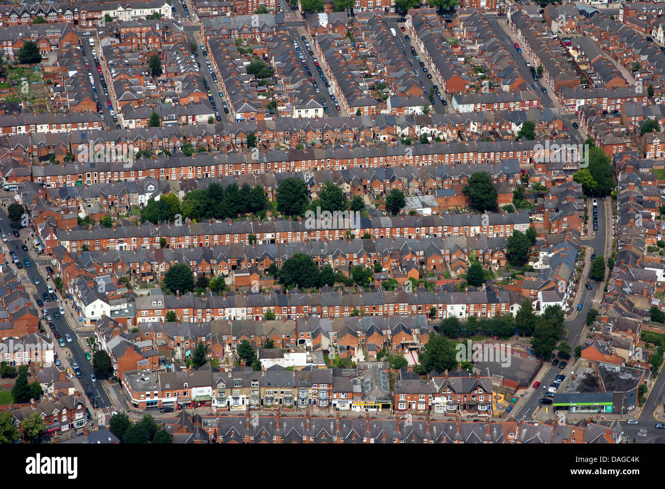 AERIAL VIEW OF LEICESTER SUBURBS HOUSING Stock Photo