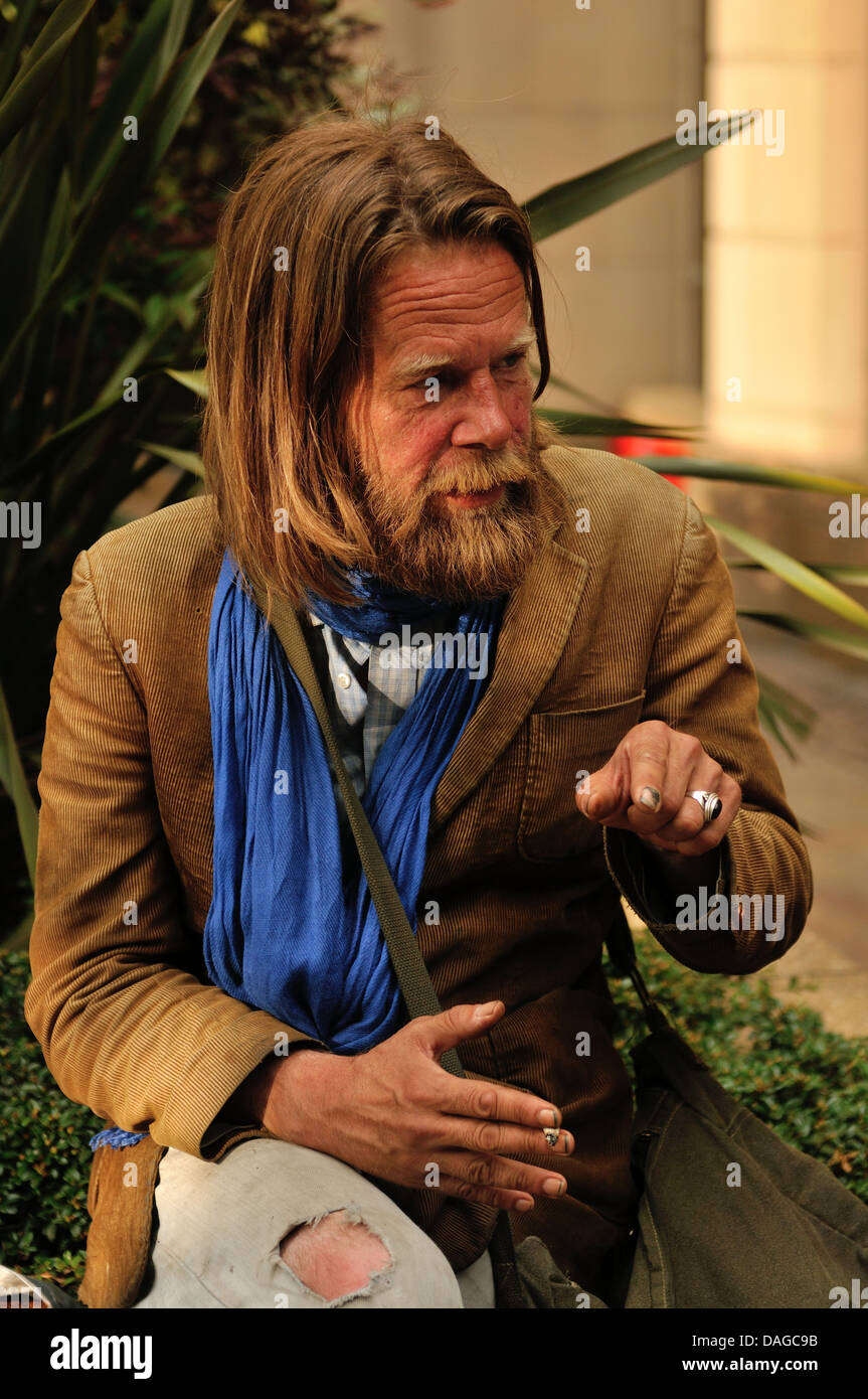 Homeless and unemployed person in London Stock Photo