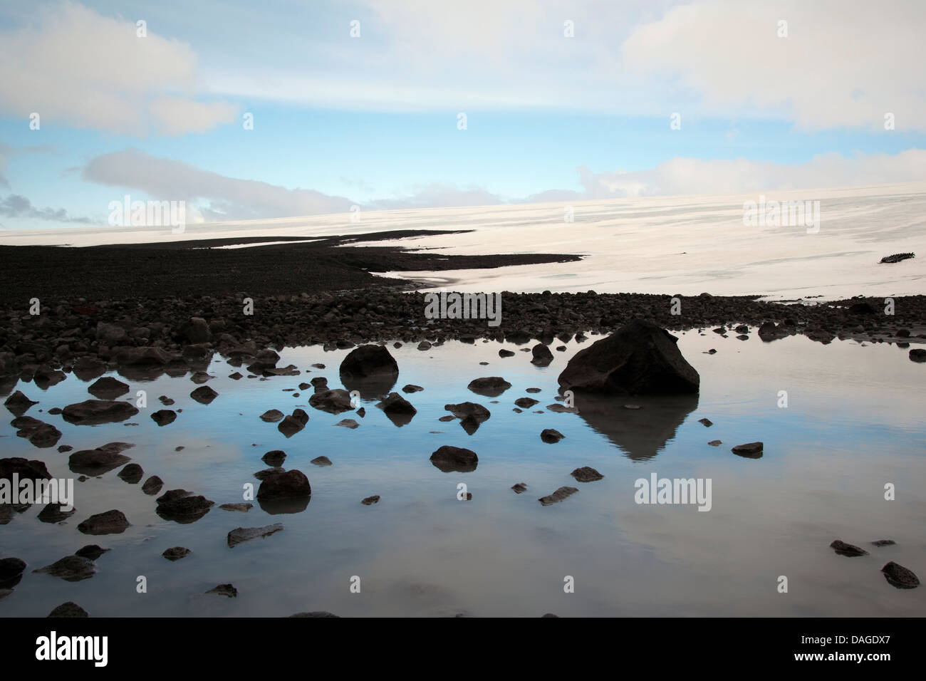 Edge of Langjokull Glacier - Icelandic Highlands, Iceland Stock Photo