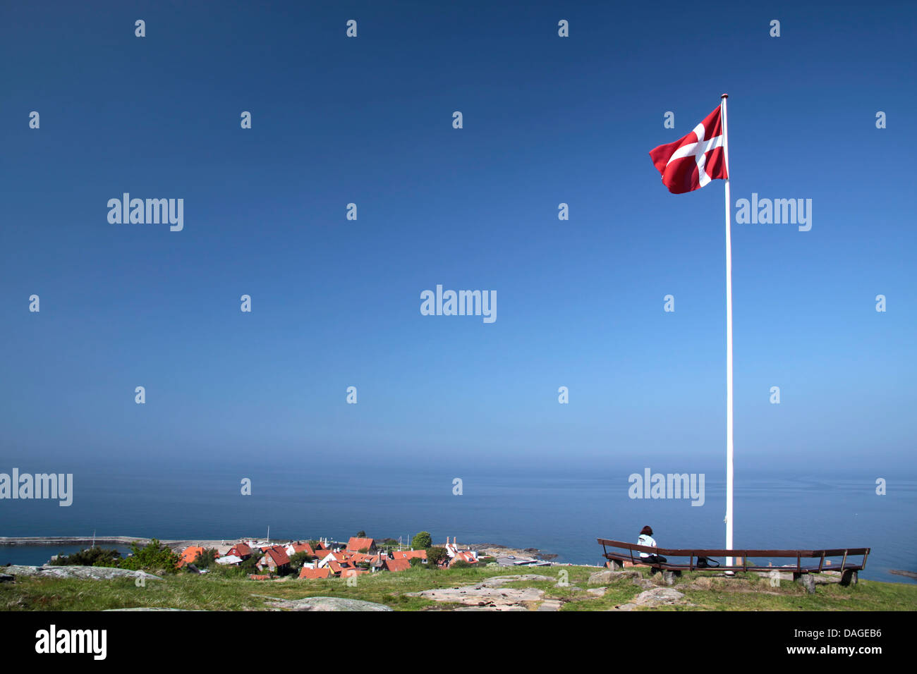 Vantage point above Gudhjem on Bornholm, Denmark Stock Photo