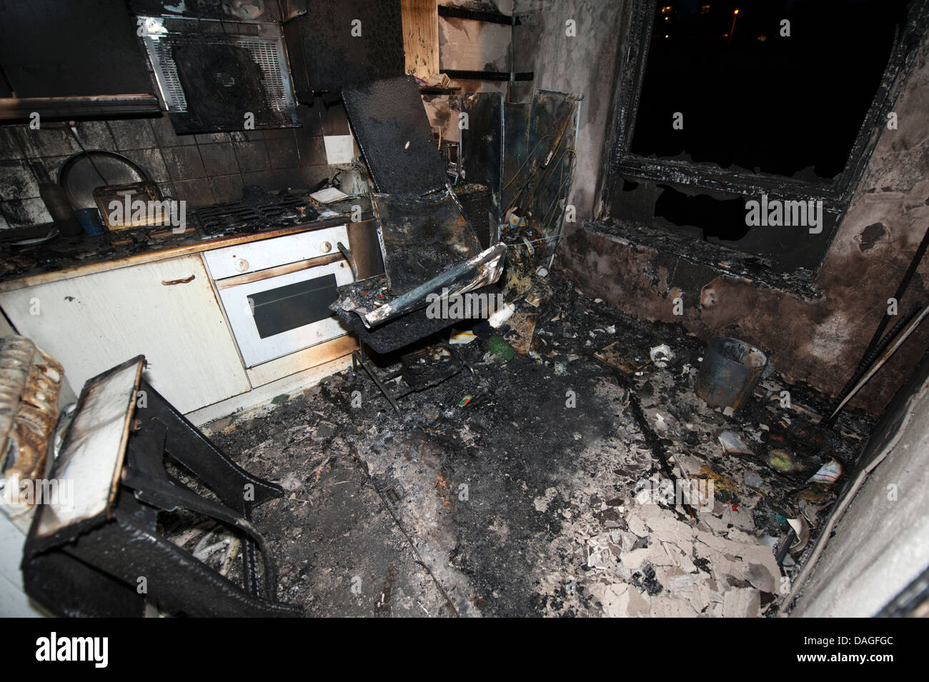 Severe Kitchen Cooker House Fire Burnt Destroyed Stock Photo Alamy