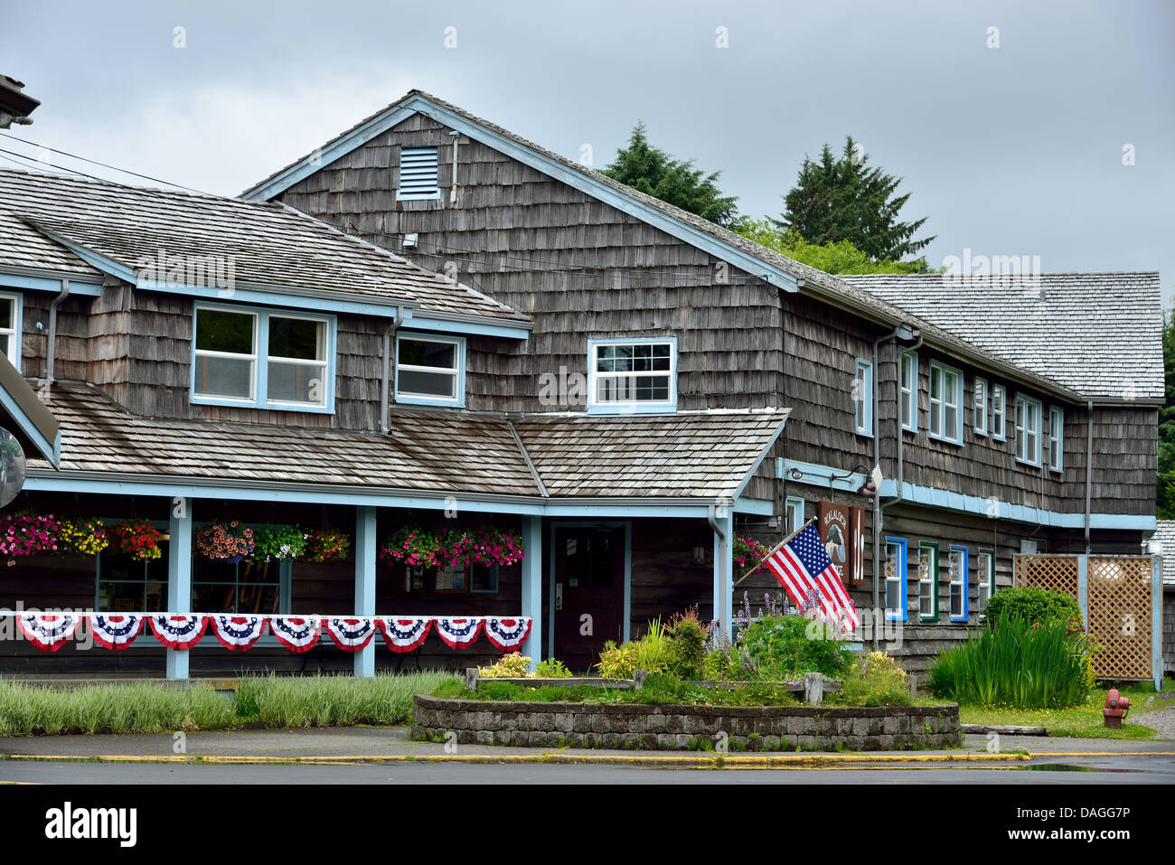 Historic Kalaloch Lodge on the Pacific coast. Olympic National Park, Washington, USA. Stock Photo