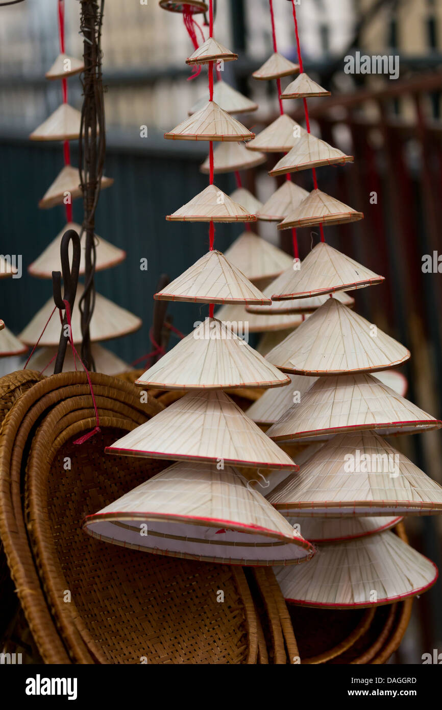 Traditional Vietnamese Non La Straw Hat in Hanoi, Vietnam Stock Photo