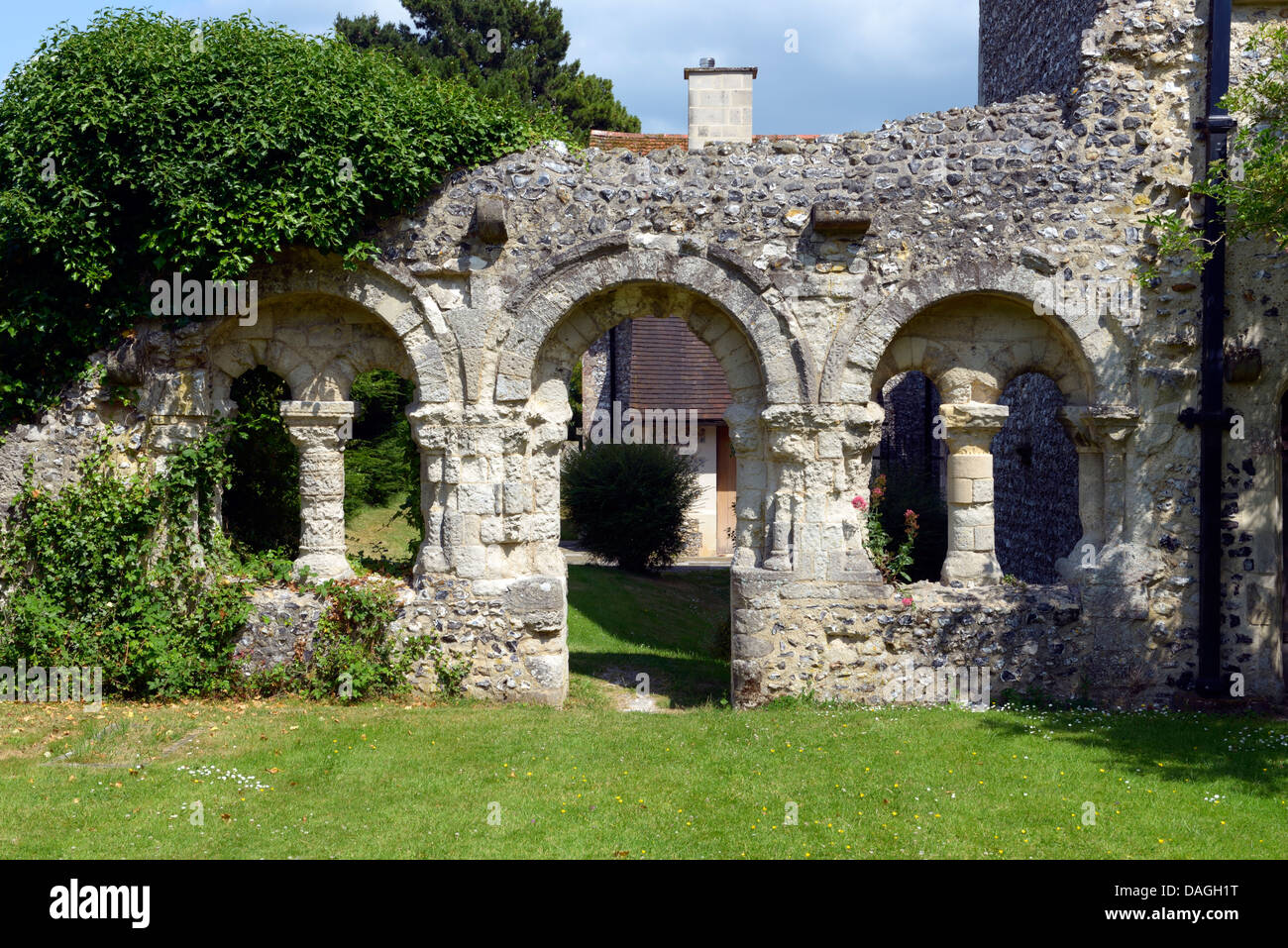 The Chapter House remains, Boxgrove Priory, Boxgrove, West Sussex, UK Stock Photo