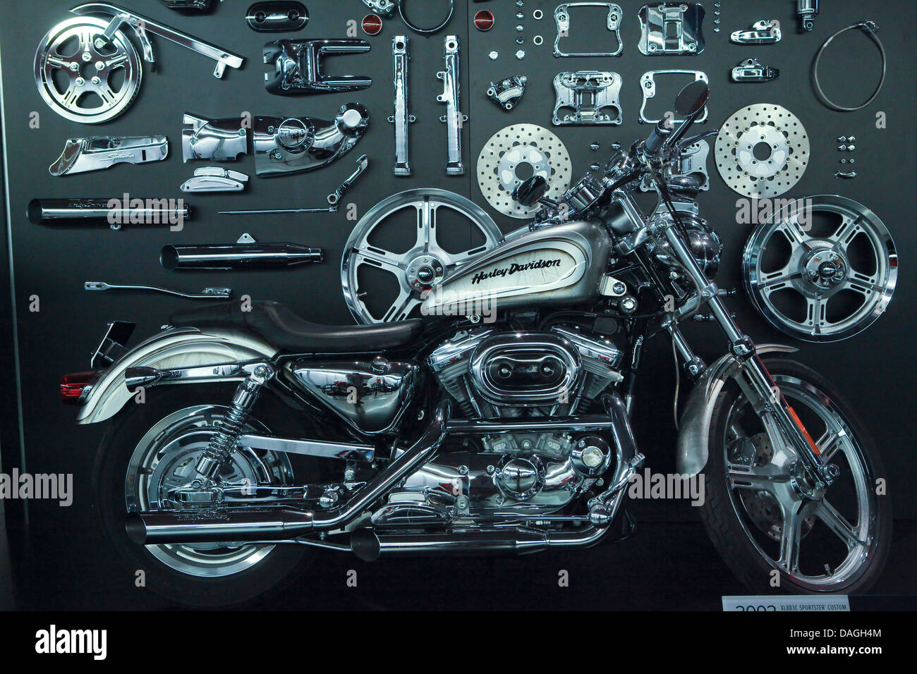 A 2002 XL883C Sportster custom OHV V-Twin Harley-Davidson motorcycle Stock Photo