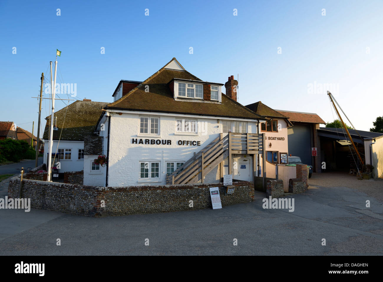 The Harbour office, West Itchenor, West Sussex, UK Stock Photo