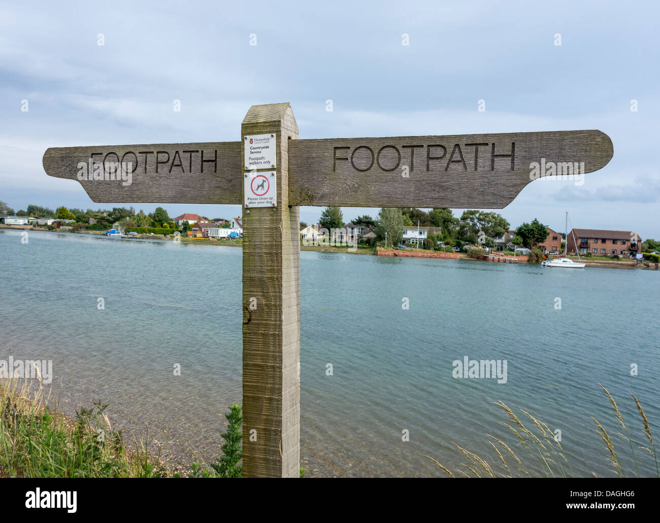 Footpath Sign Hayling Island Country Walking Stock Photo
