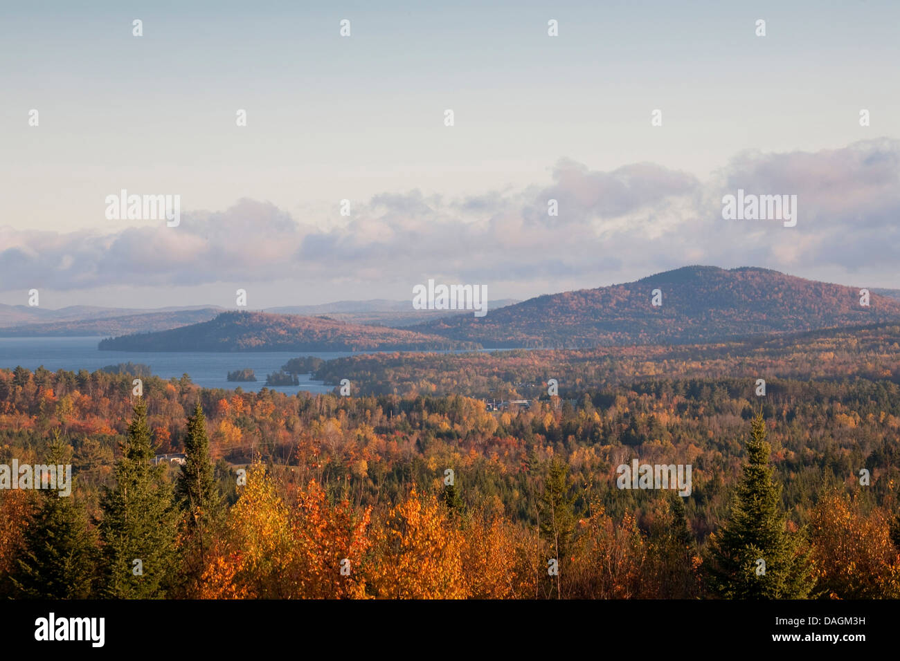 landscape at Moosehead lake, Indian Summer, USA, Maine, Moosehead lake, Greenville Stock Photo