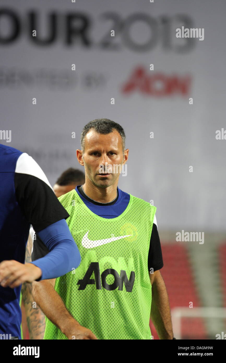 Bangkok, Thailand. 12th July 2013. Ryan Giggs during a team training session at Rajmalanga Stadium. Manchester United arrived in Thailand to have a friendly match with the Thai All-Star XI on 13 July at the Rajmalanga Stadium as part of their pre-season tour of Bangkok, Australia, China, Japan and Hong Kong. Credit:  Piti A Sahakorn/Alamy Live News Stock Photo