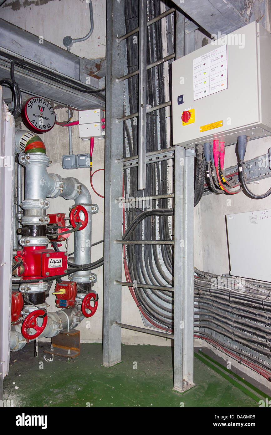 Fire Sprinkler System Controls and Alarm at the Top of the Spinnaker Tower Portsmouth Stock Photo